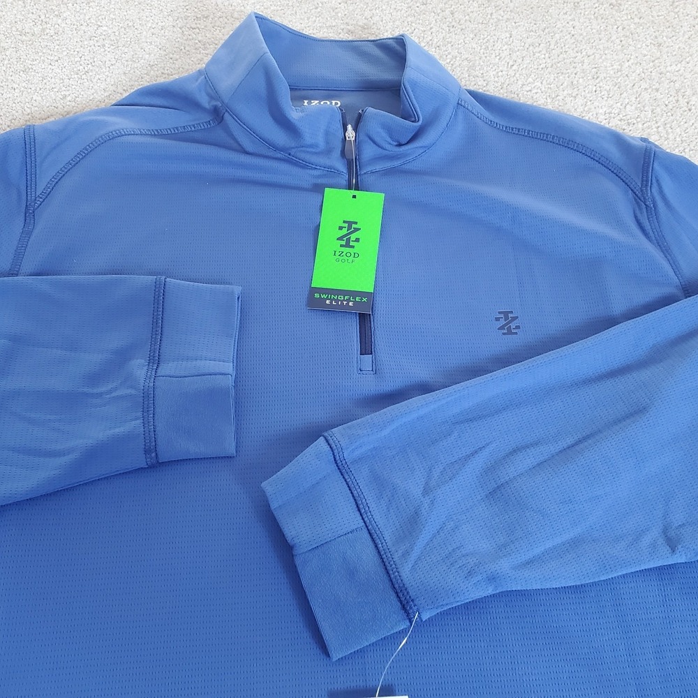 IZOD Golf Men's Pullover 1/4 Zip Size‎ XL Blue Long Sleeve NWTG
